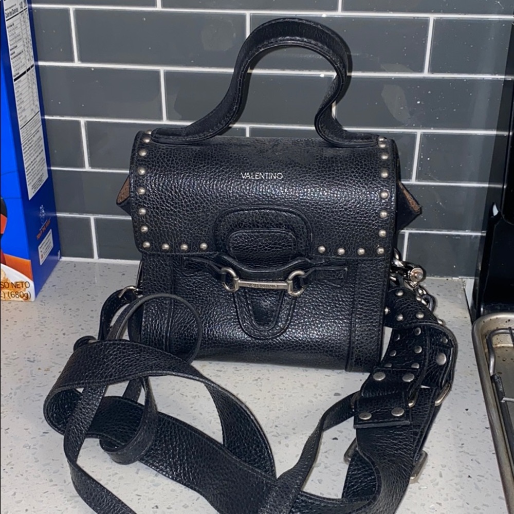 Valentino studded black leather mini bag